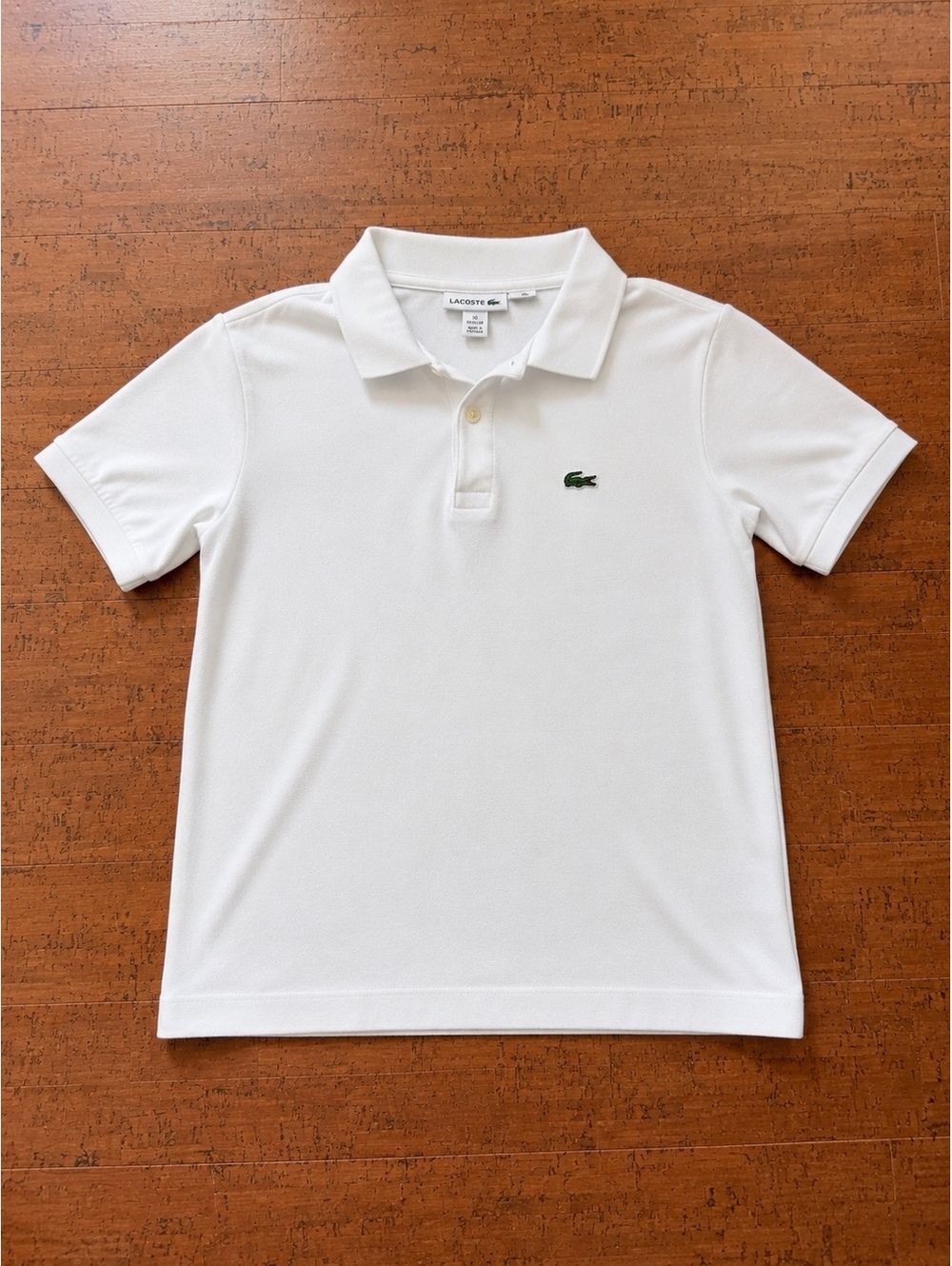 Lacoste Kids White Classic Cotton Polo Shirt Size 10 (140cm)
